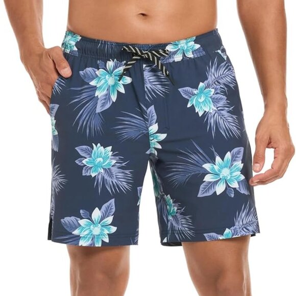 NWT Hurley Navy Floral Swim Shorts - Picture 1 of 11
